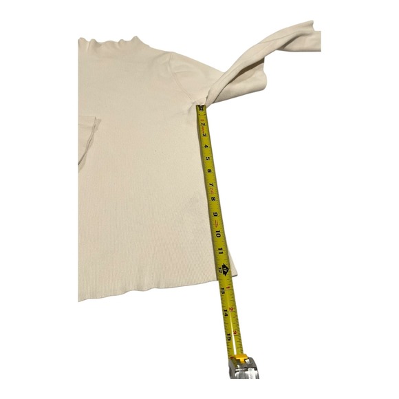 Maeve Anthropologie Women's Small Cream Ribbed Mock Neck Bell Sleeve Top - Picture 11 of 13